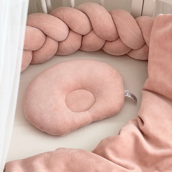 Set lenjerie pentru Patut Bebe din 6 piese Iepuras roz pudra (11)